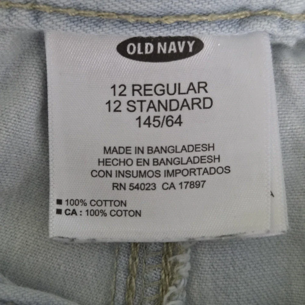 Old Navy Shorts Girls 12 Blue Chino Light Wash Denim Zip Fly Pockets Casual